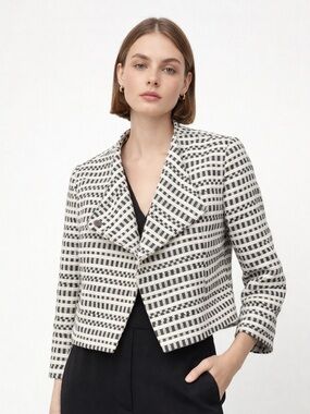 Classiques Entier Textured Grid Jacket green & White Cropped Blazer Size M